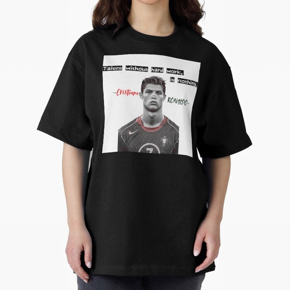 Cristiano Ronaldo - Dedication | NextLevel Motivation white Oversized T-Shirt Build Global Football Passion for FIFA World Cup 2026 USA Canada Mexico, Inspired by Cristiano Ronaldo, Haaland and CR7, France and Portugal, Fan Favorite Moments,