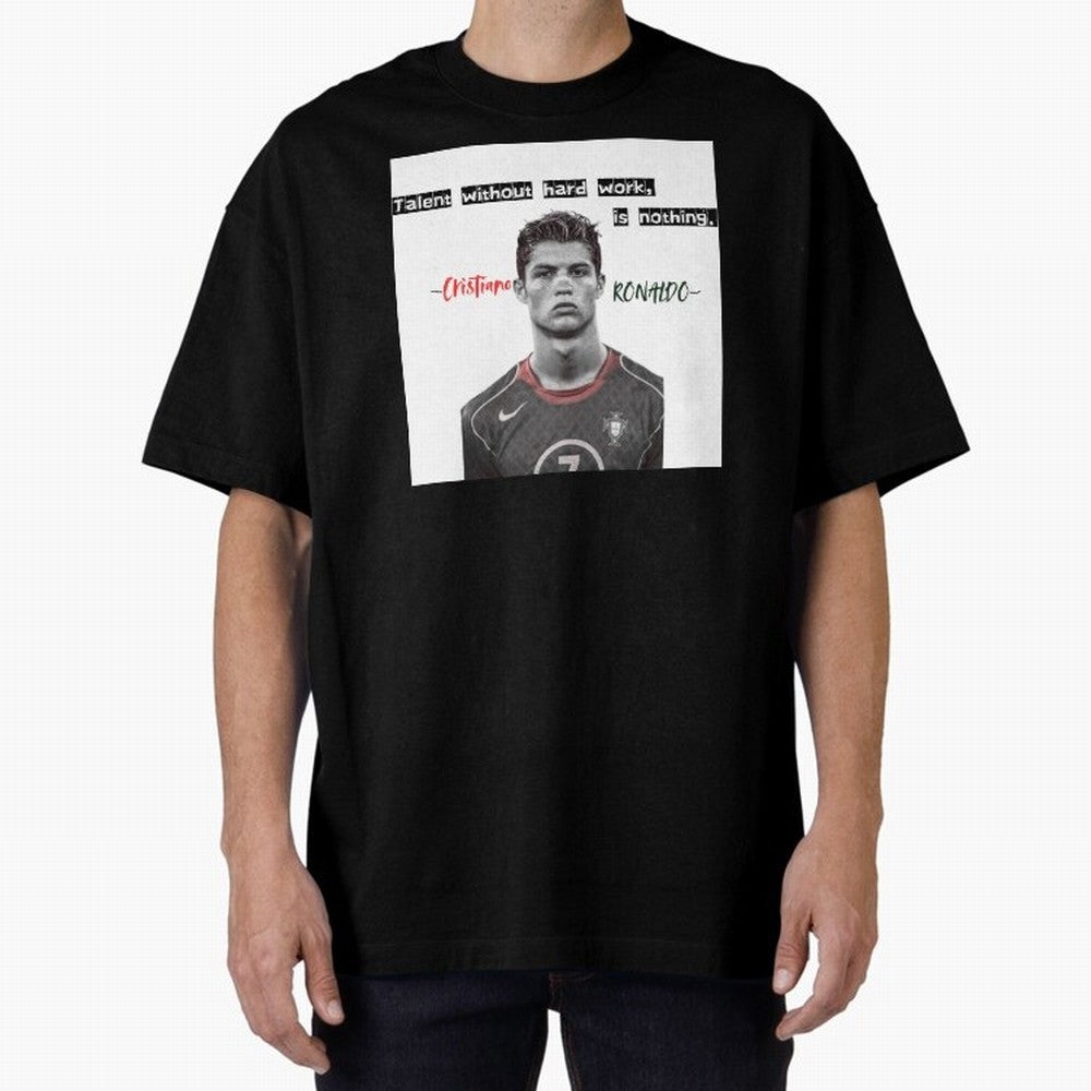 Cristiano Ronaldo - Dedication | NextLevel Motivation white Oversized T-Shirt Build Global Football Passion for FIFA World Cup 2026 USA Canada Mexico, Inspired by Cristiano Ronaldo, Haaland and CR7, France and Portugal, Fan Favorite Moments,