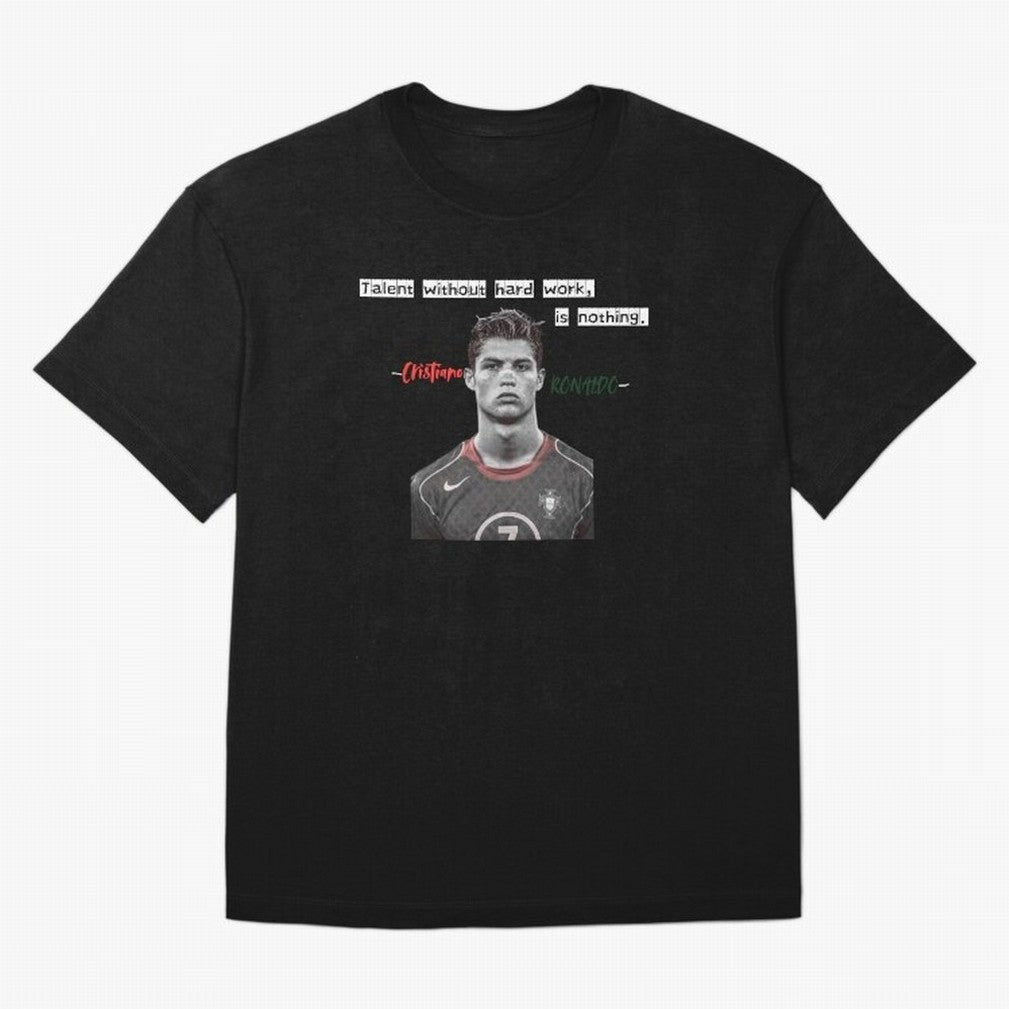 Cristiano Ronaldo - Dedication | NextLevel Motivation Oversized T-Shirt Celebrate Unforgettable Nights in FIFA World Cup 2026 Group Stage Driven by Mbappe and Neymar, England and Germany Energy, Championship Spirit, Famous Goals, Roaring Crowds and