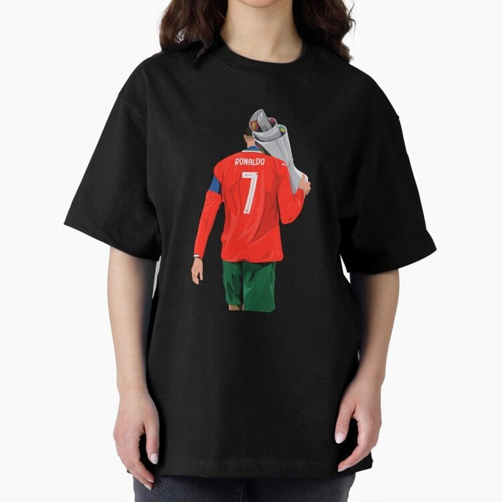 Cristiano Ronaldo Campion Oversized T-Shirt Discover FIFA World Cup 2026 USA Canada Mexico Spirit, Centered on France and Portugal, Messi and Cristiano Ronaldo, Global Supporter Spirit, Legendary Goals, National Colors and Tournament Celebration;