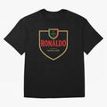 Ronaldo Emblem Sticker ¨C Gold Crest Parody Design Oversized T-Shirt Remember Iconic Moments from FIFA World Cup 2026 Group Stage for Fans of Messi and Cristiano Ronaldo and Spain, Bringing Football Festival Excitement, Trophy Ambitions, Country