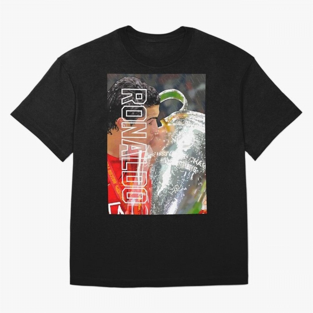Cristiano Ronaldo ¨C 2008 Manchester United Champions League Glory Artwork by GrizzlyGFX Oversized T-Shirt Keep the Legacy of FIFA World Cup 2026 USA Canada Mexico Spirit, Connected to France, Mbappe, Retro Football Energy, Iconic Rivalries, Trophy