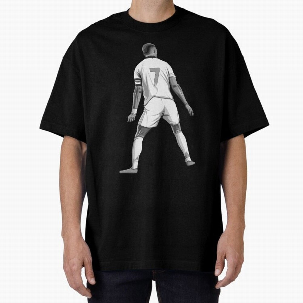 Cristiano Ronaldo Black and White Version Oversized T-Shirt Fuel FIFA World Cup 2026 USA Canada Mexico for Fans of Cristiano Ronaldo, Haaland and CR7 and Argentina, Bringing Football Festival Excitement, Trophy Ambitions, Country Rivalries and Star