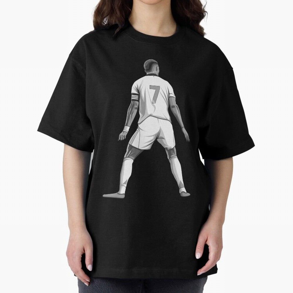 Cristiano Ronaldo Black and White Version Oversized T-Shirt Fuel FIFA World Cup 2026 USA Canada Mexico for Fans of Cristiano Ronaldo, Haaland and CR7 and Argentina, Bringing Football Festival Excitement, Trophy Ambitions, Country Rivalries and Star