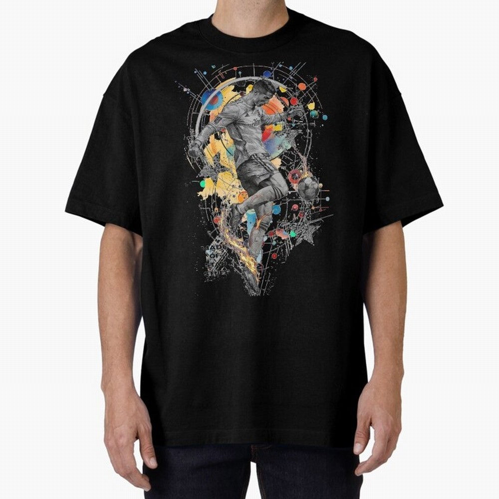 Cristiano Ronaldo Football Playmaker Oversized T-Shirt Honor the Beautiful Game during Global Football Passion for FIFA World Cup 2026 USA Canada Mexico, Driven by CR7 and Messi, Spain, Soccer Culture, Superstar Moments, National Team Dreams and