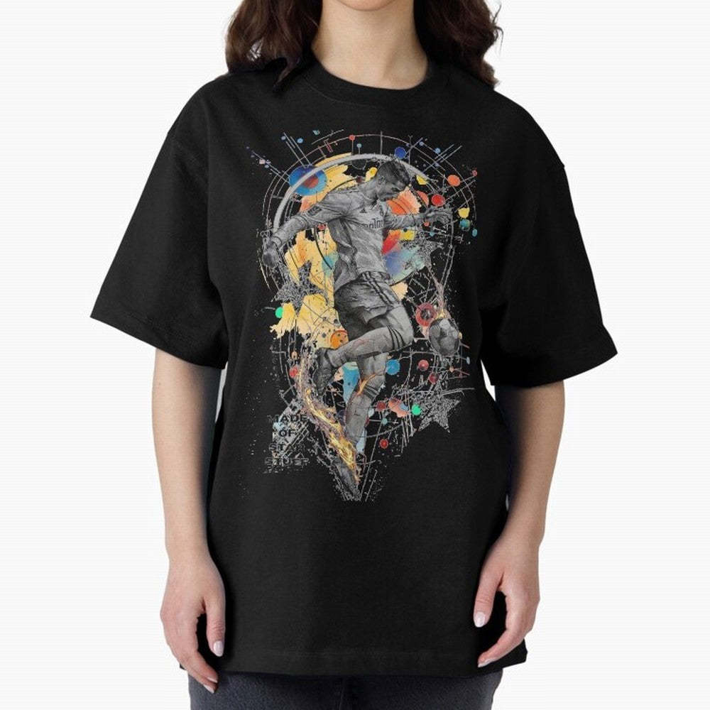 Cristiano Ronaldo Football Playmaker Oversized T-Shirt Honor the Beautiful Game during Global Football Passion for FIFA World Cup 2026 USA Canada Mexico, Driven by CR7 and Messi, Spain, Soccer Culture, Superstar Moments, National Team Dreams and