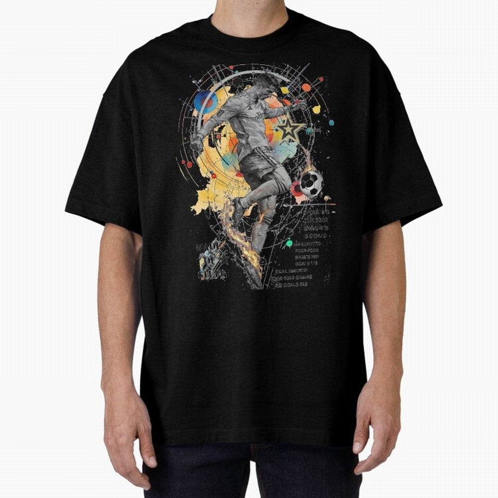 Cristiano Ronaldo Football Playmaker Oversized T-Shirt Keep the Match Day Mood of Global Football Passion for FIFA World Cup 2026 Group Stage, Capturing Messi, Portugal, Spain and Germany, Goal Celebration Energy, Supporter Heritage, Football Icons