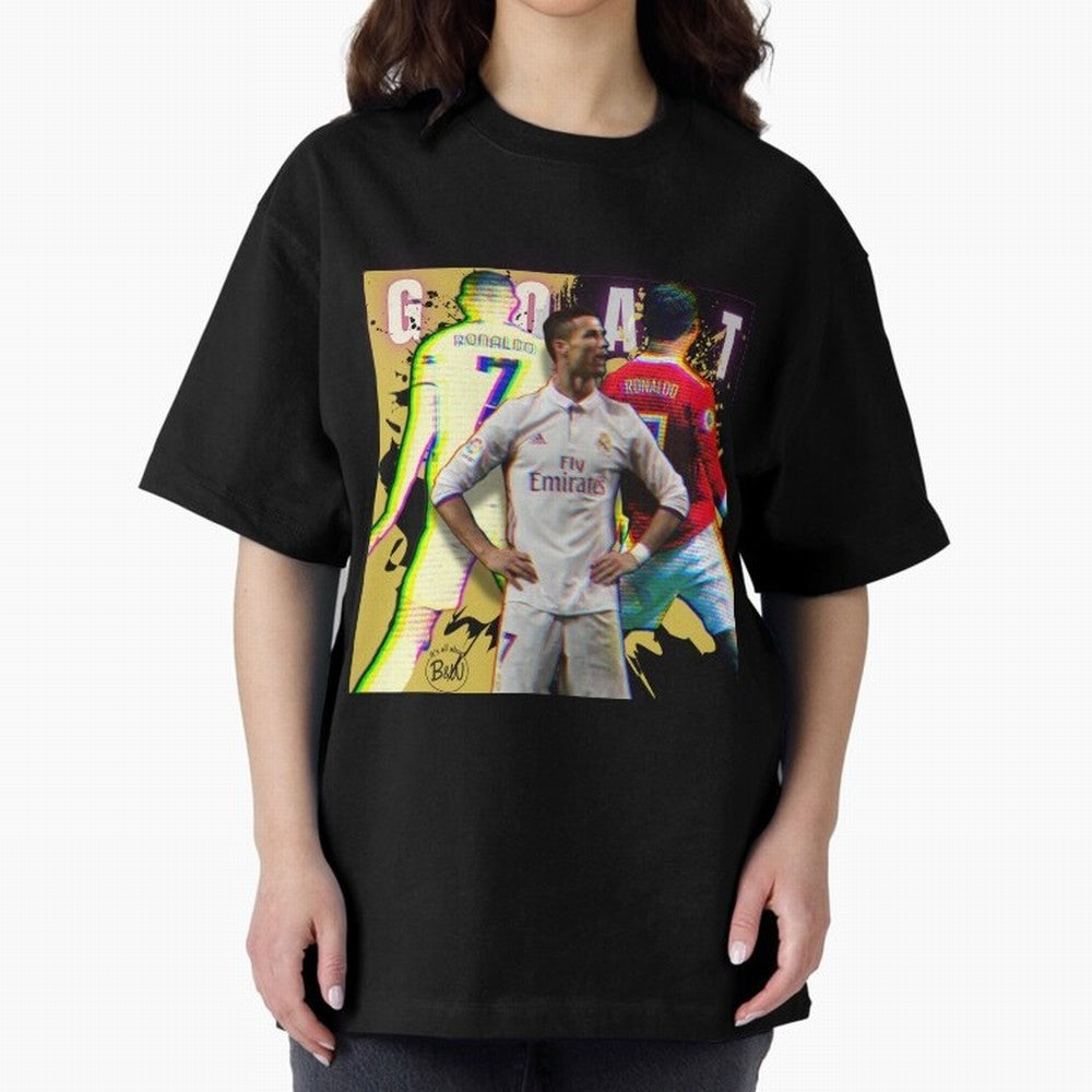 Cristiano Ronaldo ¨C The GOAT Era Tribute Oversized T-Shirt Celebrate Fan Favorites in FIFA World Cup 2026 USA Canada Mexico for Fans of CR7 and Messi and France, Bringing Goal Celebration Energy, Supporter Heritage, Football Icons and Worldwide
