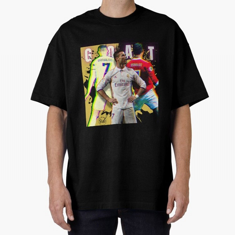 Cristiano Ronaldo ¨C The GOAT Era Tribute Oversized T-Shirt Celebrate Fan Favorites in FIFA World Cup 2026 USA Canada Mexico for Fans of CR7 and Messi and France, Bringing Goal Celebration Energy, Supporter Heritage, Football Icons and Worldwide