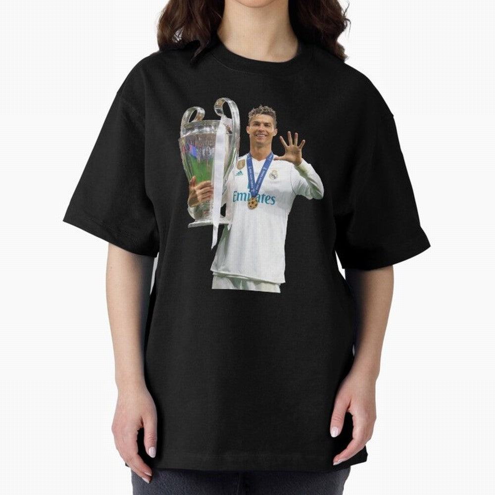 Cristiano Ronaldo with the cup Oversized T-Shirt Celebrate the Magic of the FIFA World Cup 2026 USA Canada Mexico Journey through Messi Highlights, Portugal Pride, Football Passion, Legendary Performances, Festival Vibes and Supporter Community;