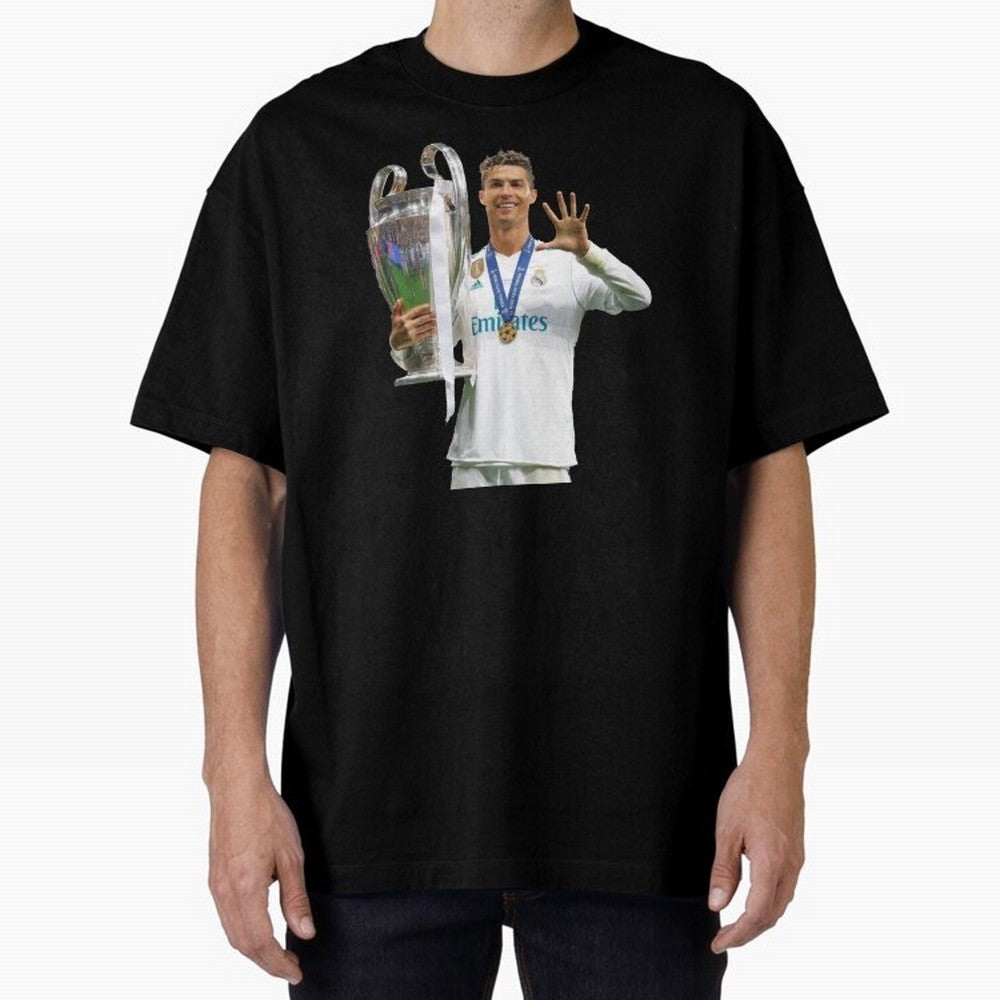 Cristiano Ronaldo with the cup Oversized T-Shirt Celebrate the Magic of the FIFA World Cup 2026 USA Canada Mexico Journey through Messi Highlights, Portugal Pride, Football Passion, Legendary Performances, Festival Vibes and Supporter Community;