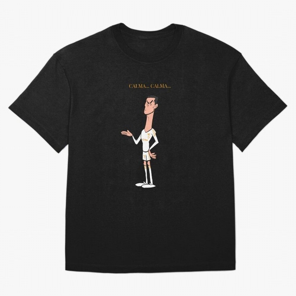 Cristiano Ronaldo ¨C Calma Calma Shirt Celebration (Cartoon) Oversized T-Shirt Carry the Dream of Match Day Hype around FIFA World Cup 2026 USA Canada Mexico, CR7, France and Portugal, Championship Spirit, Famous Goals, Roaring Crowds and