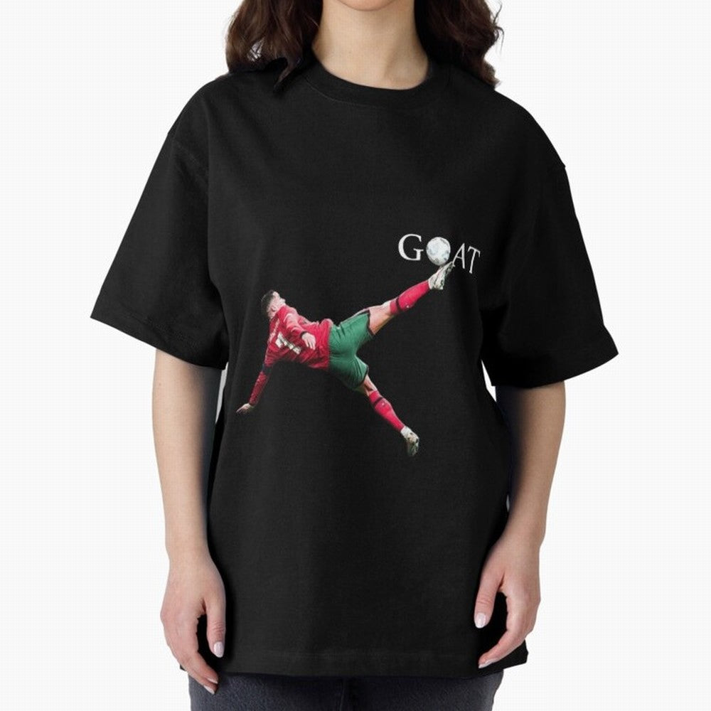 GOAT in Motion: Ronaldo's Iconic Bicycle Kick Oversized T-Shirt Wear the Spirit of Global Football Passion for FIFA World Cup 2026, Driven by Mbappe, Germany, Championship Spirit, Famous Goals, Roaring Crowds and International Football Unity;