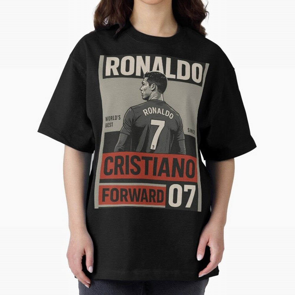 CR7 Legacy ¨C Cold Blooded Greatness Poster Art Oversized T-Shirt Back the Journey through Global Football Passion for FIFA World Cup 2026, Inspired by Neymar, Haaland and Cristiano Ronaldo, Argentina, France and Brazil, Football History, Final