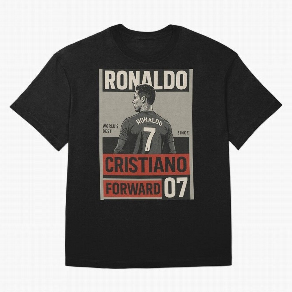 CR7 Legacy ¨C Cold Blooded Greatness Poster Art Oversized T-Shirt Back the Journey through Global Football Passion for FIFA World Cup 2026, Inspired by Neymar, Haaland and Cristiano Ronaldo, Argentina, France and Brazil, Football History, Final