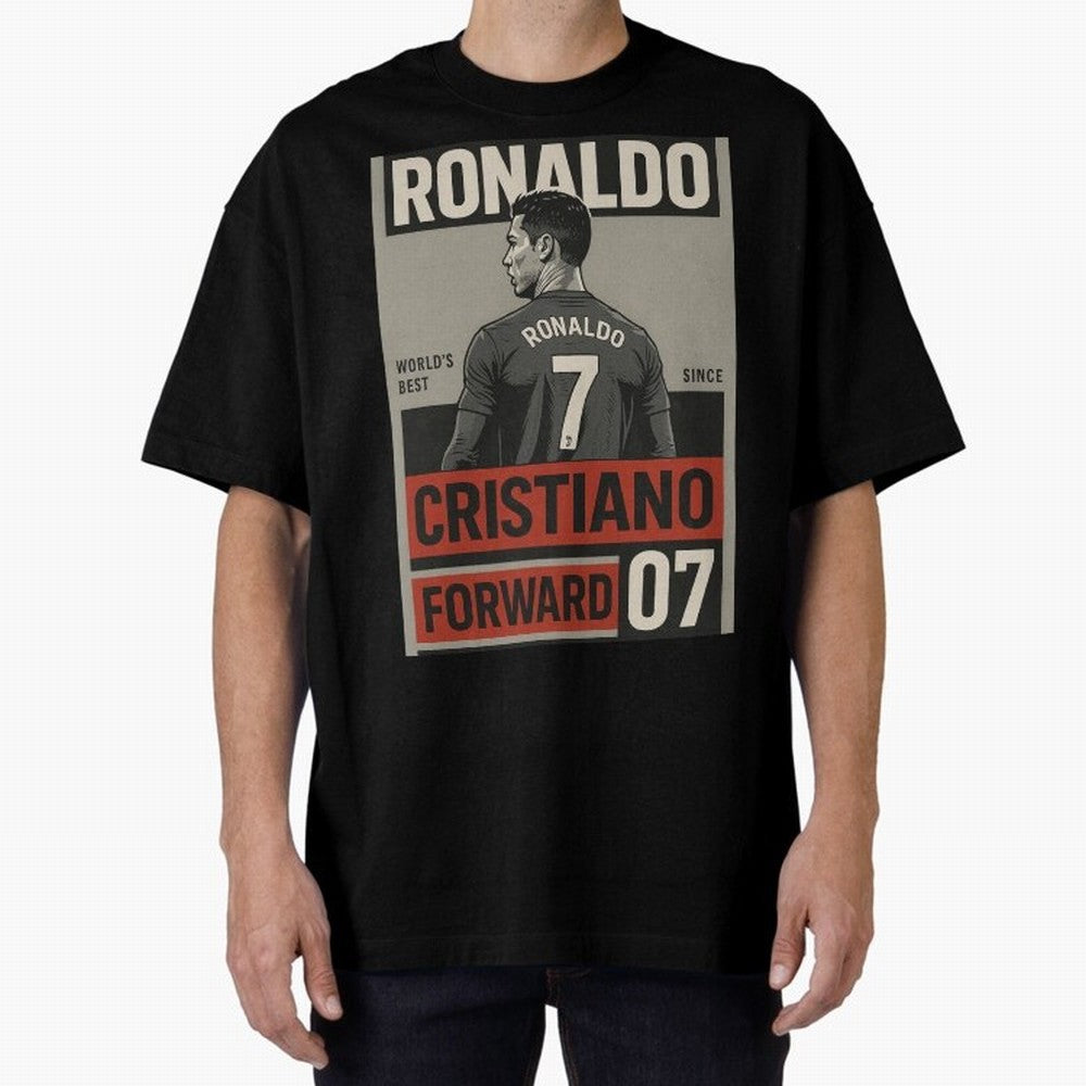 CR7 Legacy ¨C Cold Blooded Greatness Poster Art Oversized T-Shirt Back the Journey through Global Football Passion for FIFA World Cup 2026, Inspired by Neymar, Haaland and Cristiano Ronaldo, Argentina, France and Brazil, Football History, Final