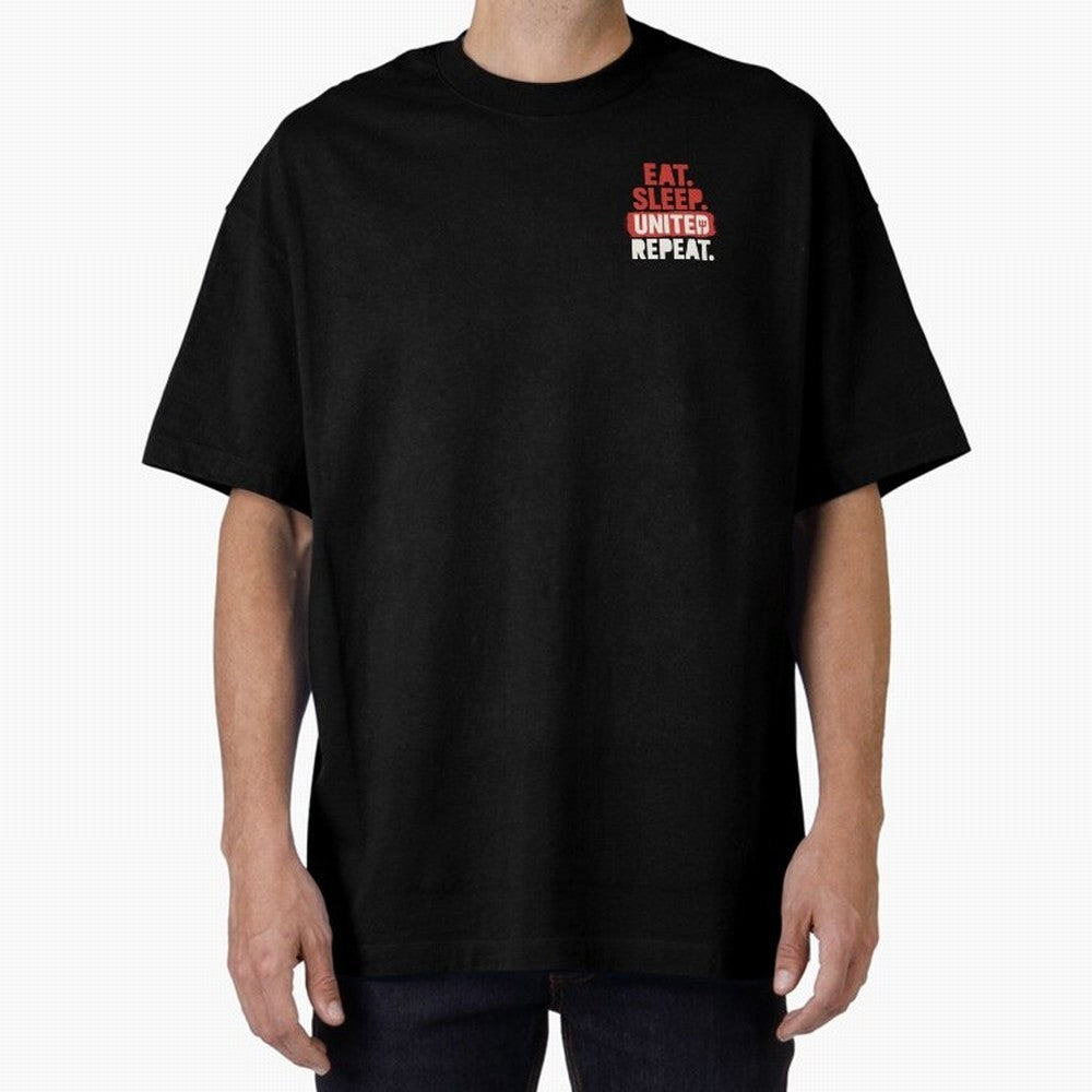 Eat Sleep United Repeat Oversized T-Shirt Celebrate Football Heritage in the FIFA World Cup 2026 USA Canada Mexico Journey through CR7 Highlights, Portugal, Spain and Germany Pride, Vintage Soccer Flavor, Modern Football Stars, National Flags and