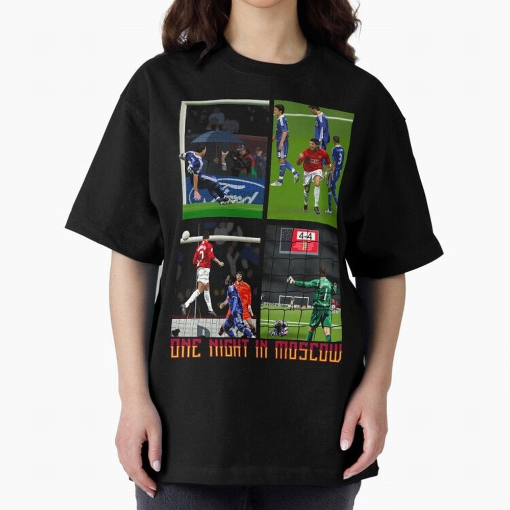 One Night in Moscow ¨C Manchester United 2008 Champions League Glory Artwork Oversized T-Shirt Back the Journey through FIFA World Cup 2026 Group Stage Spirit, Filled with Portugal, Spain and Germany, Haaland and Mbappe, Match Day Excitement,