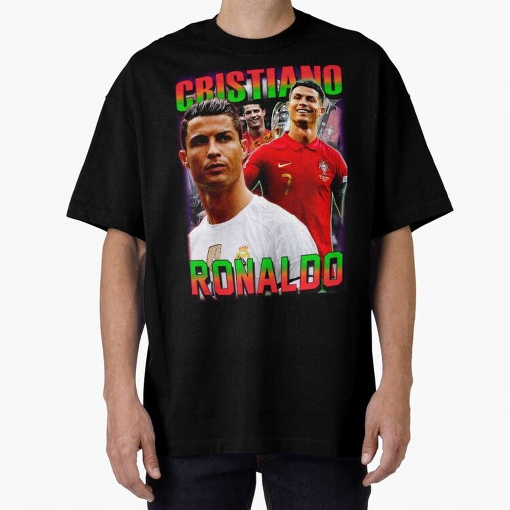 Cristiano Ronaldo Graphic Oversized T-Shirt Join the Global Buzz around the FIFA World Cup 2026 Journey through Neymar Highlights, France Pride, Football Passion, Legendary Performances, Festival Vibes and Supporter Community; Perfect for Fans,