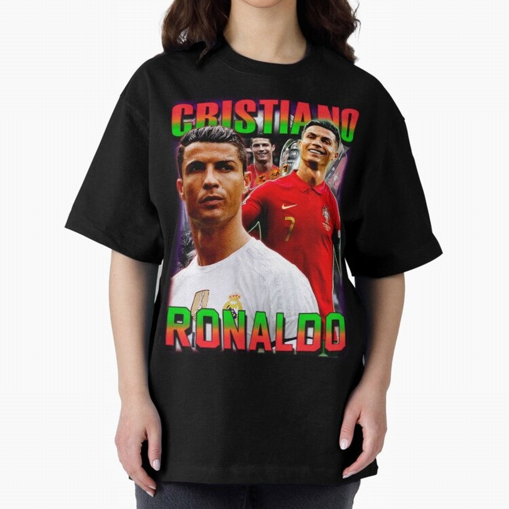 Cristiano Ronaldo Graphic Oversized T-Shirt Join the Global Buzz around the FIFA World Cup 2026 Journey through Neymar Highlights, France Pride, Football Passion, Legendary Performances, Festival Vibes and Supporter Community; Perfect for Fans,