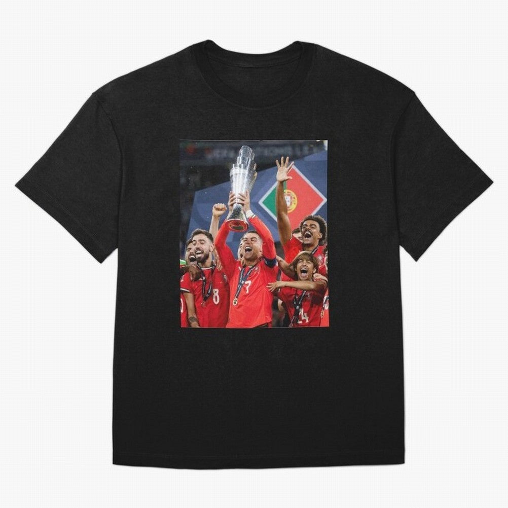 Portugal Football Team | 2025 Champions | Illustration Drawing Oversized T-Shirt Remember Iconic Moments from Global Football Passion for FIFA World Cup 2026 USA Canada Mexico, Celebrating Mbappe and Neymar, Portugal, Football Festival Excitement,