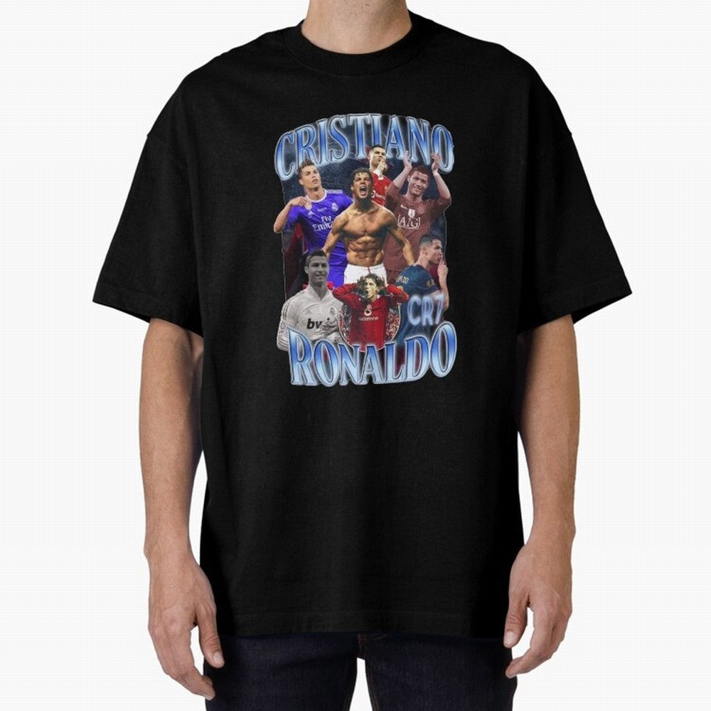 Cristiano Ronaldo GOAT Oversized T-Shirt Build Match Day Hype around FIFA World Cup 2026, Mbappe and Neymar, Spain, Game Day Rituals, Football Legends, Country Pride and the Road to the Final; Perfect for Supporters Who Want Bold Football Energy,