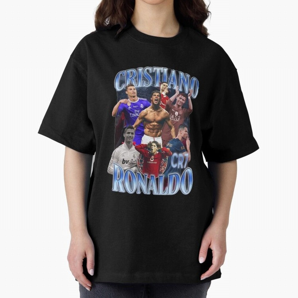 Cristiano Ronaldo GOAT Oversized T-Shirt Build Match Day Hype around FIFA World Cup 2026, Mbappe and Neymar, Spain, Game Day Rituals, Football Legends, Country Pride and the Road to the Final; Perfect for Supporters Who Want Bold Football Energy,