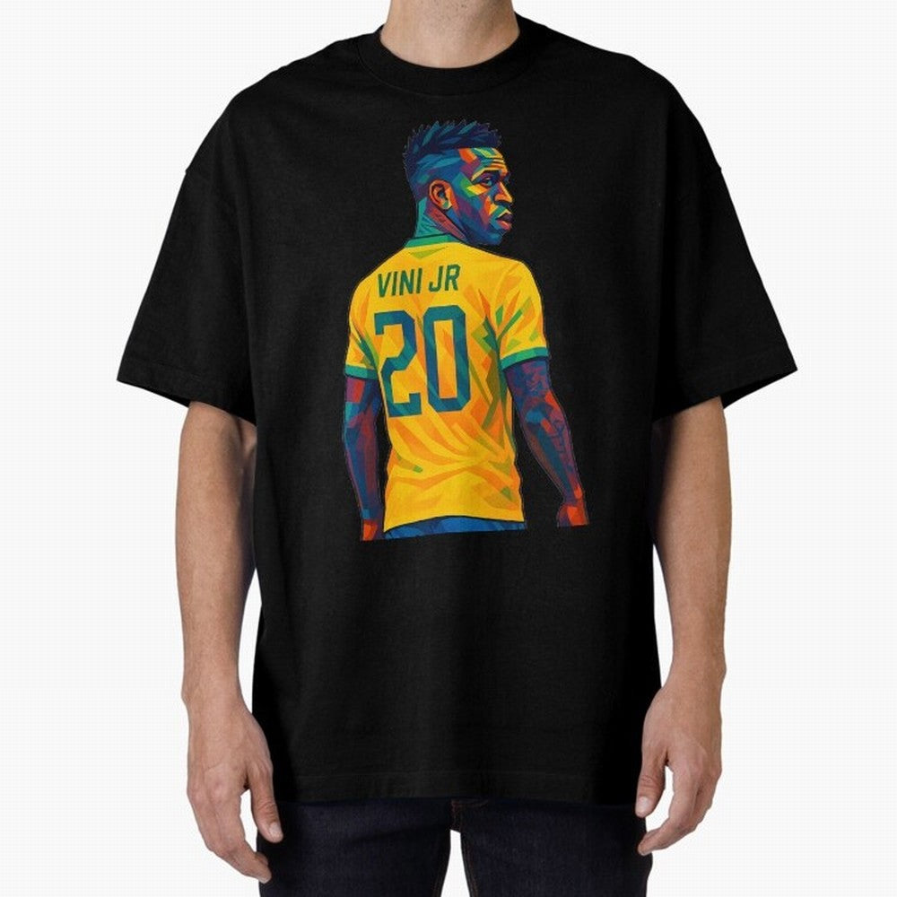 Vini Jr. Oversized T-Shirt Remember Iconic Moments from FIFA World Cup 2026 Connected to Neymar, Brazil Energy, Football History, Final Match Energy, Crowd Noise and Once in a Lifetime Moments; Great for Watch Parties, Sports Bars, Family Nights,