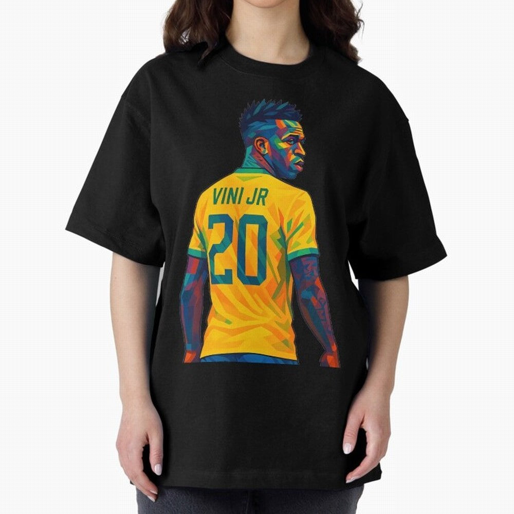Vini Jr. Oversized T-Shirt Remember Iconic Moments from FIFA World Cup 2026 Connected to Neymar, Brazil Energy, Football History, Final Match Energy, Crowd Noise and Once in a Lifetime Moments; Great for Watch Parties, Sports Bars, Family Nights,