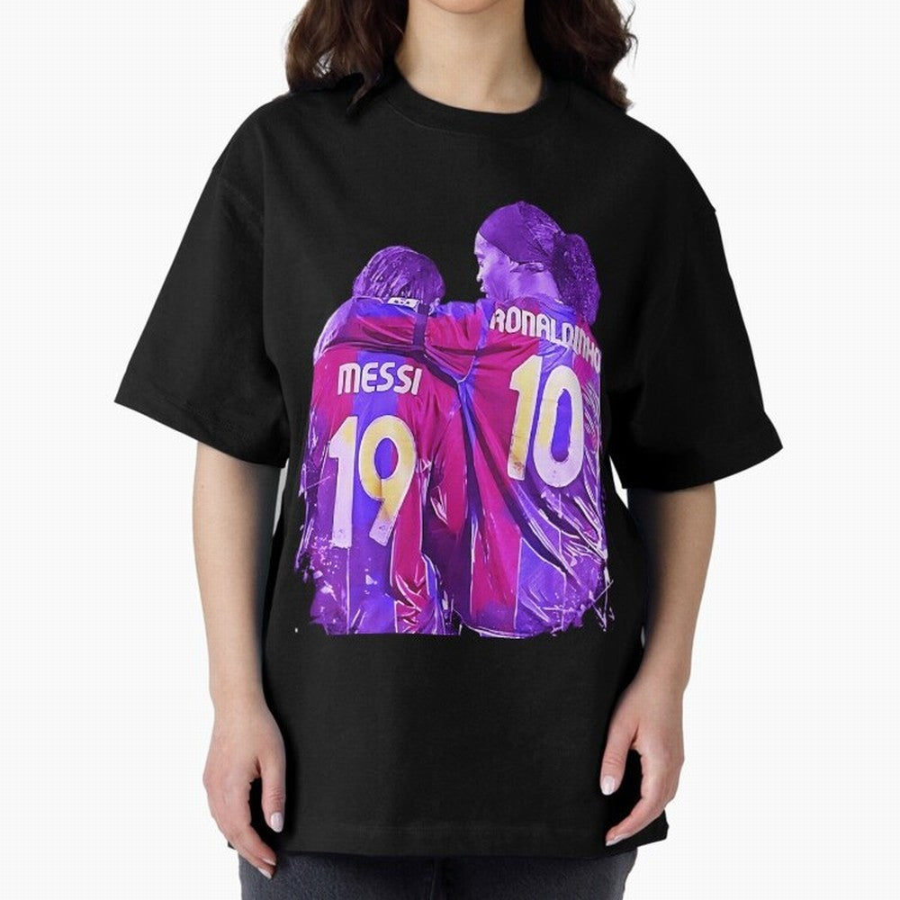 ronaldinho and messi - goat Oversized T-Shirt Support the Legends of Global Football Passion for FIFA World Cup 2026, Centered on Messi, England, Global Supporter Spirit, Legendary Goals, National Colors and Tournament Celebration; Ideal for Fans