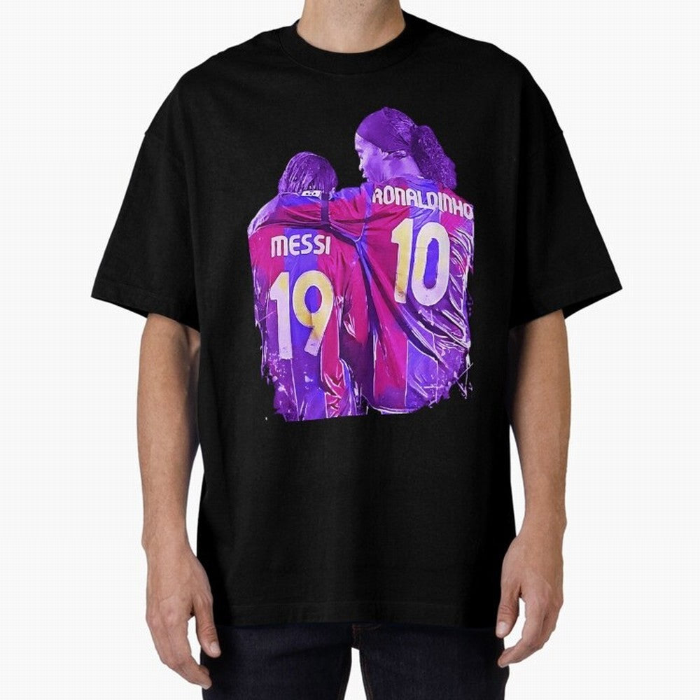 ronaldinho and messi - goat Oversized T-Shirt Support the Legends of Global Football Passion for FIFA World Cup 2026, Centered on Messi, England, Global Supporter Spirit, Legendary Goals, National Colors and Tournament Celebration; Ideal for Fans