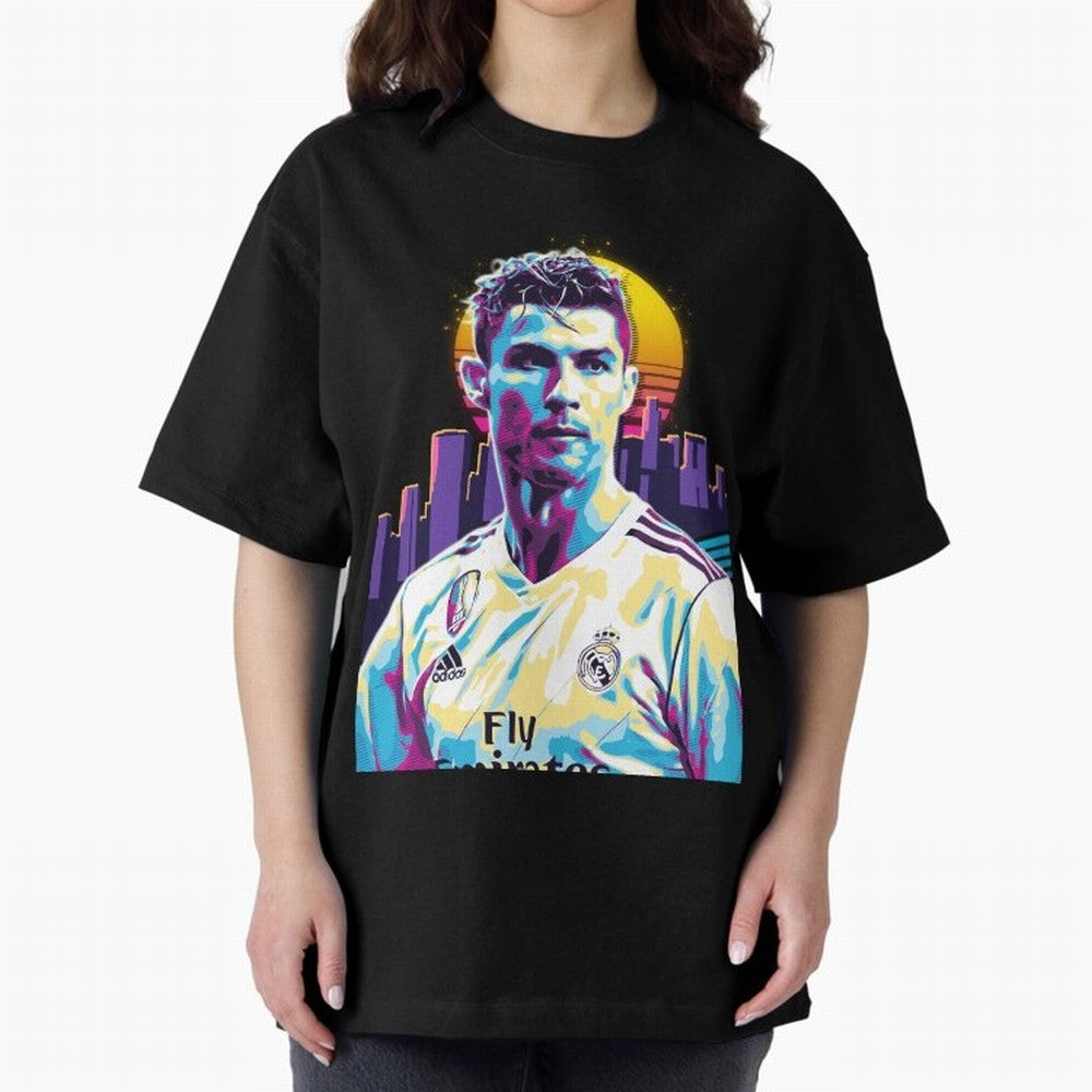 Christiano Ronaldo retro Oversized T-Shirt Mark Global Football Passion for FIFA World Cup 2026, Made for Messi, Neymar and Mbappe, France and Portugal, Sports Nostalgia, International Competition, Famous Players and Unforgettable Victories;