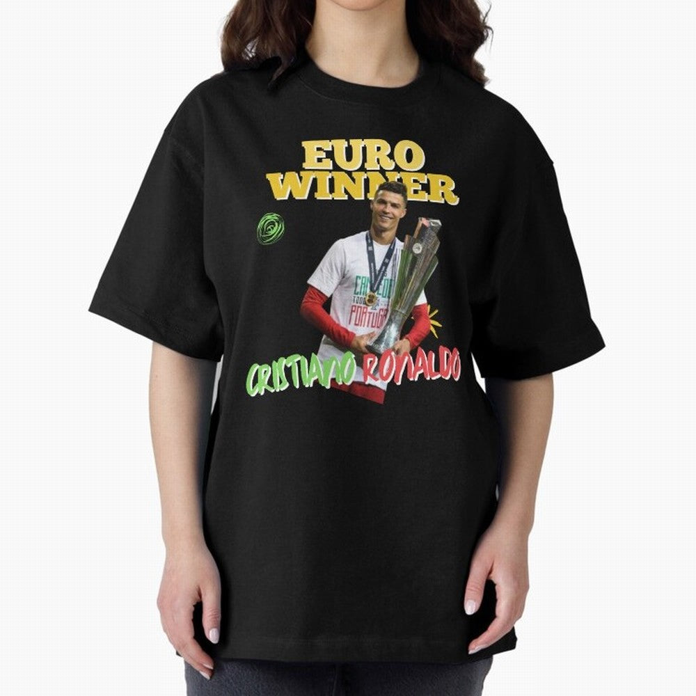 Cristiano Ronaldo Euro Winner Oversized T-Shirt Bring Home the FIFA World Cup 2026 Group Stage Journey through Cristiano Ronaldo, Haaland and CR7 Highlights, Argentina and Brazil Pride, Worldwide Fan Energy, Dramatic Goals, Stadium Lights and