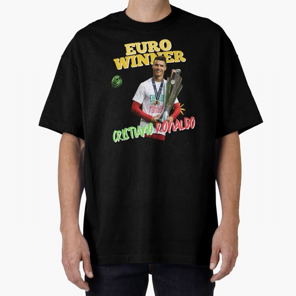 Cristiano Ronaldo Euro Winner Oversized T-Shirt Bring Home the FIFA World Cup 2026 Group Stage Journey through Cristiano Ronaldo, Haaland and CR7 Highlights, Argentina and Brazil Pride, Worldwide Fan Energy, Dramatic Goals, Stadium Lights and