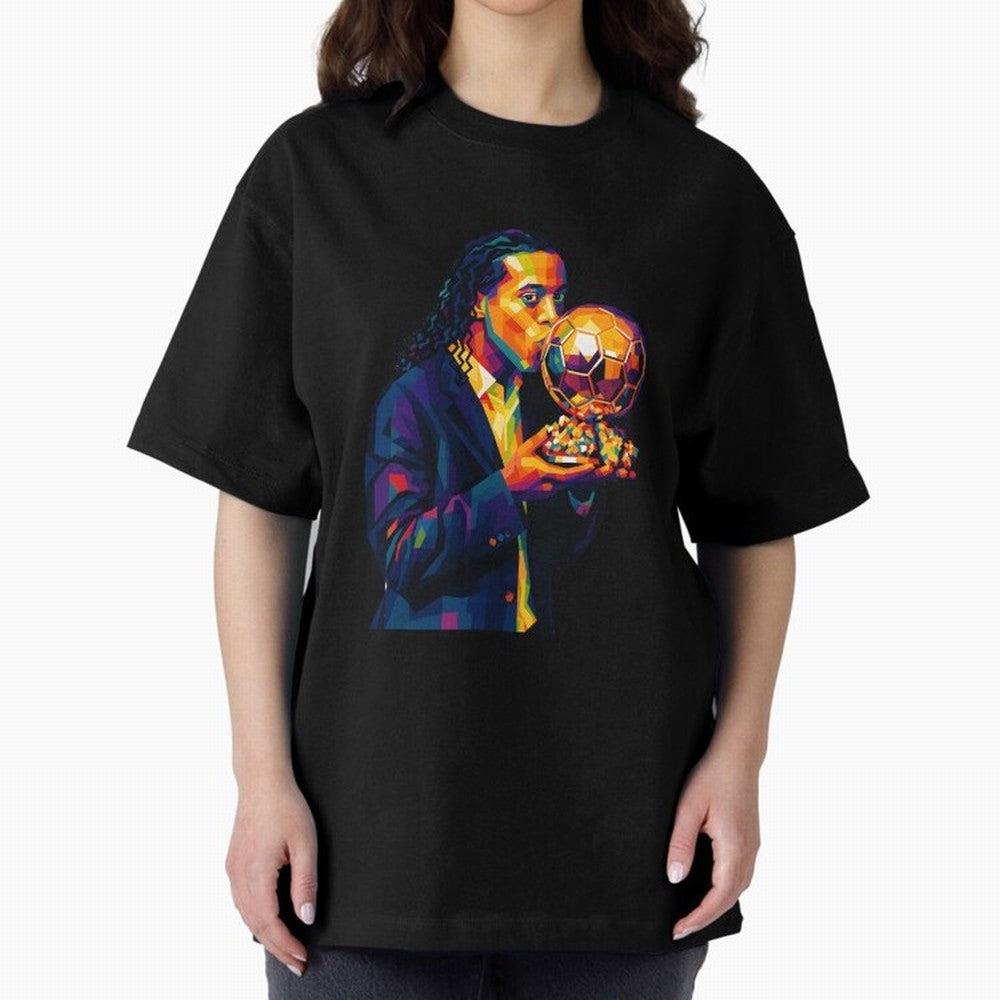 Ronaldinho Wpap Art Oversized T-Shirt Stand Out with Spirit from Match Day Hype around FIFA World Cup 2026 Group Stage, Messi, Neymar and Mbappe, Argentina and Brazil, Fan Favorite Moments, National Team Passion, Big Match Drama and Soccer History;