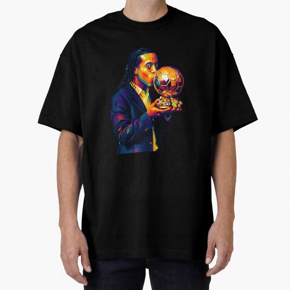Ronaldinho Wpap Art Oversized T-Shirt Stand Out with Spirit from Match Day Hype around FIFA World Cup 2026 Group Stage, Messi, Neymar and Mbappe, Argentina and Brazil, Fan Favorite Moments, National Team Passion, Big Match Drama and Soccer History;