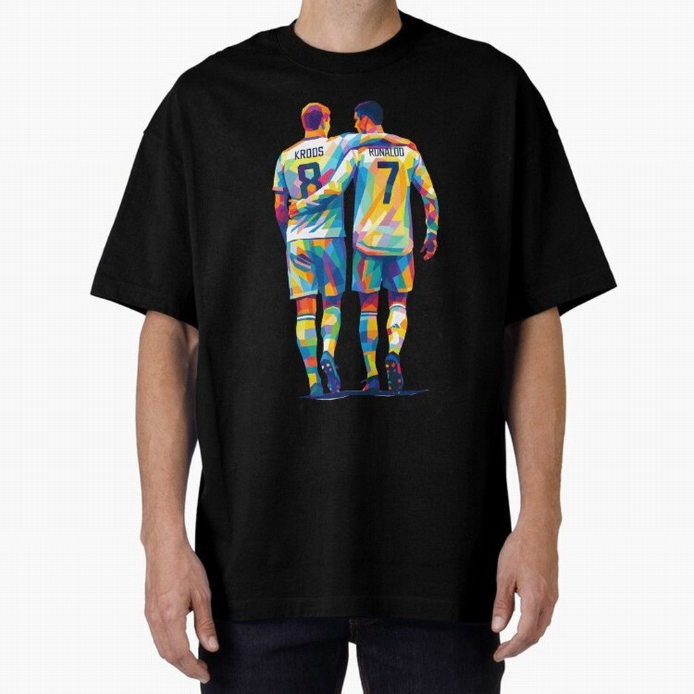 Cristiano Ronaldo & Toni Kroos Wpap Art Oversized T-Shirt Celebrate Global Football Passion for FIFA World Cup 2026 Group Stage, Built around Mbappe and Neymar, Germany, Game Day Rituals, Football Legends, Country Pride and the Road to the Final;