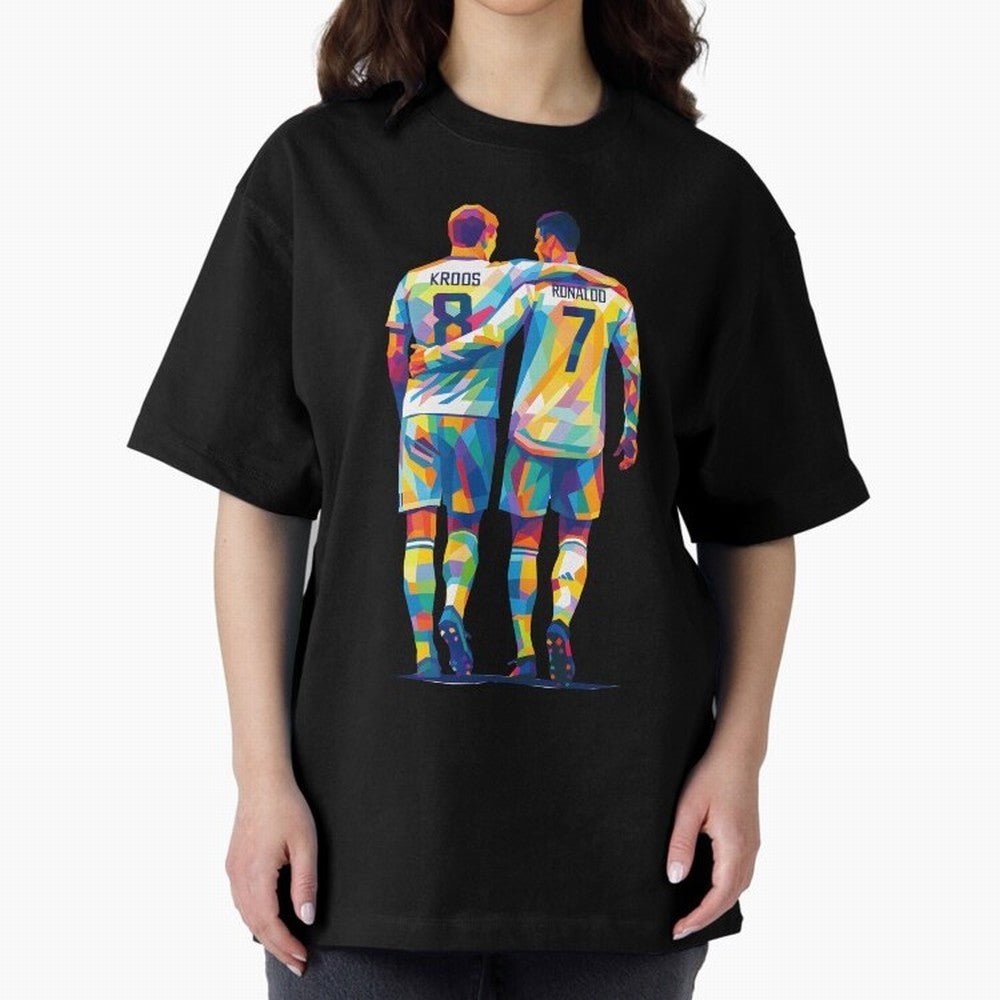 Cristiano Ronaldo & Toni Kroos Wpap Art Oversized T-Shirt Celebrate Global Football Passion for FIFA World Cup 2026 Group Stage, Built around Mbappe and Neymar, Germany, Game Day Rituals, Football Legends, Country Pride and the Road to the Final;