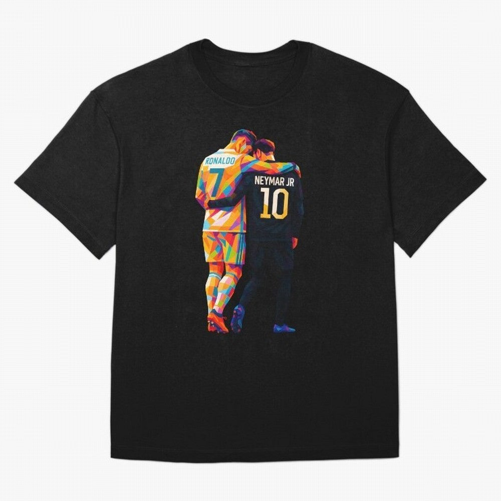 Cristiano Ronaldo & Neymar JR Wpap Art Oversized T-Shirt Carry the Dream of FIFA World Cup 2026 Spirit, Capturing Spain, Messi, Sports Nostalgia, International Competition, Famous Players and Unforgettable Victories; Created for Match Day Parties,