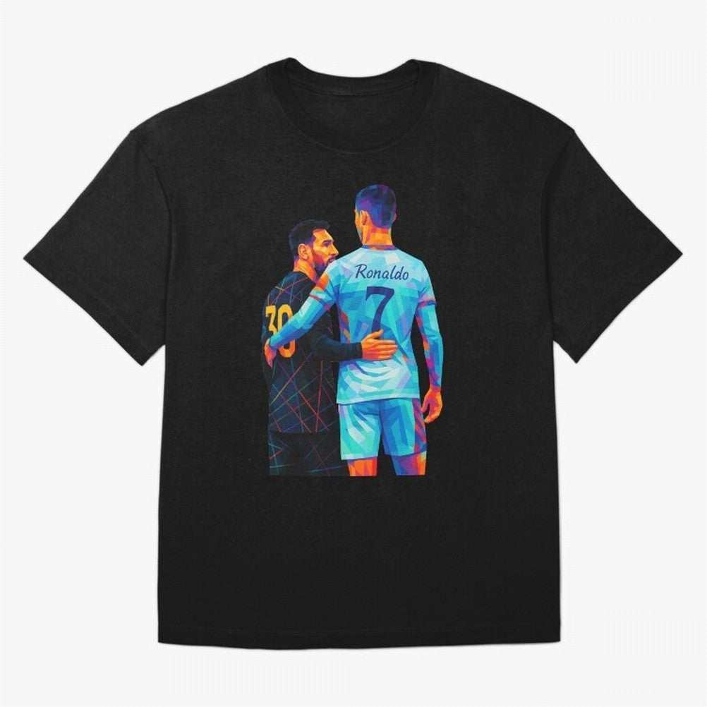 Cristiano Ronaldo & Messi Wpap Art Oversized T-Shirt Wear the Spirit of FIFA World Cup 2026 Driven by Messi and Cristiano Ronaldo, England, France and Netherlands Energy, Football History, Final Match Energy, Crowd Noise and Once in a Lifetime
