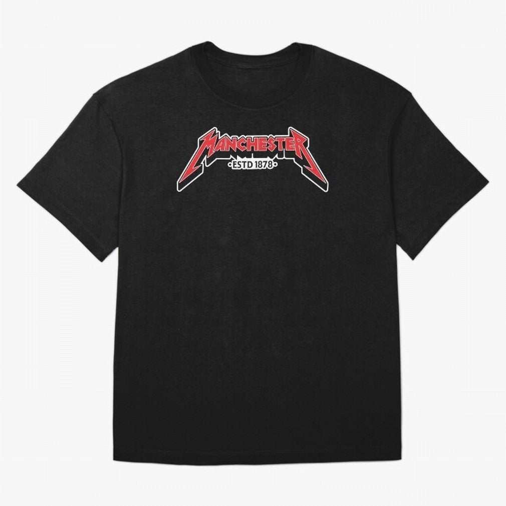 Manchester United Metal Font Oversized T-Shirt Fuel Your Fan Pride for FIFA World Cup 2026 USA Canada Mexico Driven by Messi and Cristiano Ronaldo, France Energy, Goal Celebration Energy, Supporter Heritage, Football Icons and Worldwide Tournament