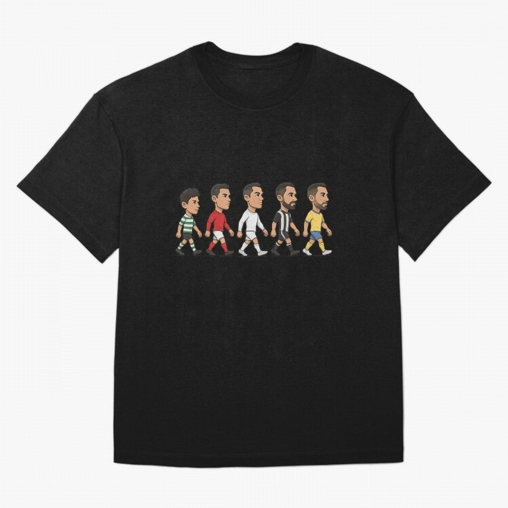 Ronaldo Evolution Sticker ¨C Cartoon Football Art from Sporting to Al-Nassr Oversized T-Shirt Back Your Heroes with Match Day Hype around FIFA World Cup 2026 Group Stage, Messi, CR7 and Mbappe, Brazil, Supporter Pride, Iconic Celebrations,