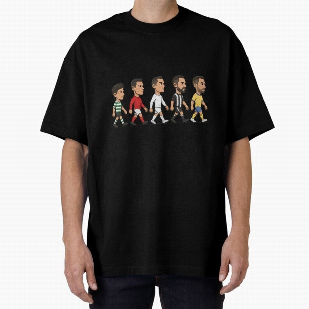 Ronaldo Evolution Sticker ¨C Cartoon Football Art from Sporting to Al-Nassr Oversized T-Shirt Back Your Heroes with Match Day Hype around FIFA World Cup 2026 Group Stage, Messi, CR7 and Mbappe, Brazil, Supporter Pride, Iconic Celebrations,