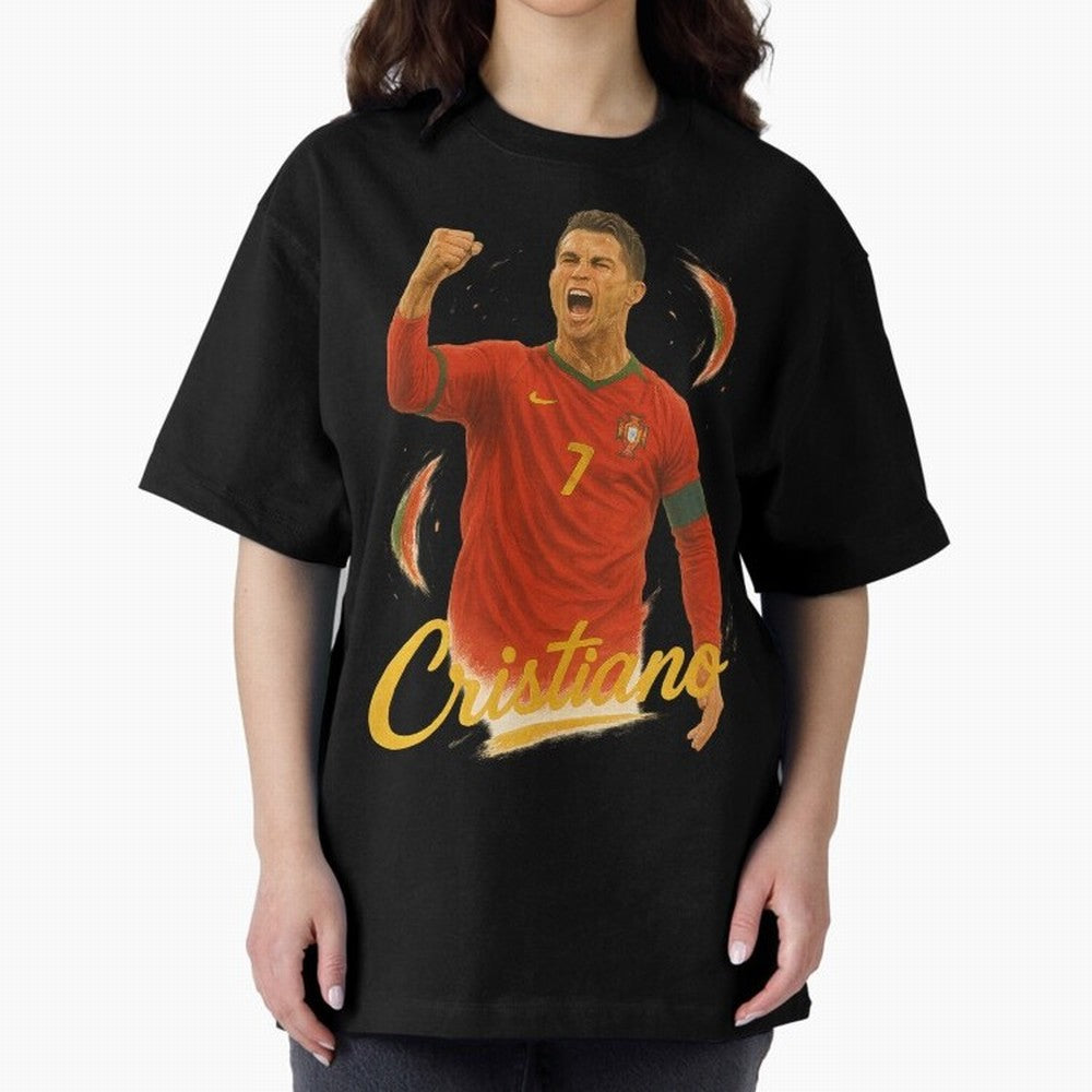 Cristiano Ronaldo Portugal Art ¨C Captain¡¯s Glory Football Tribute	 Oversized T-Shirt Treasure FIFA World Cup 2026 USA Canada Mexico Driven by Mbappe, France Energy, Champion Mindset, Group Stage Buzz, Knockout Tension and Passionate Fan Culture;