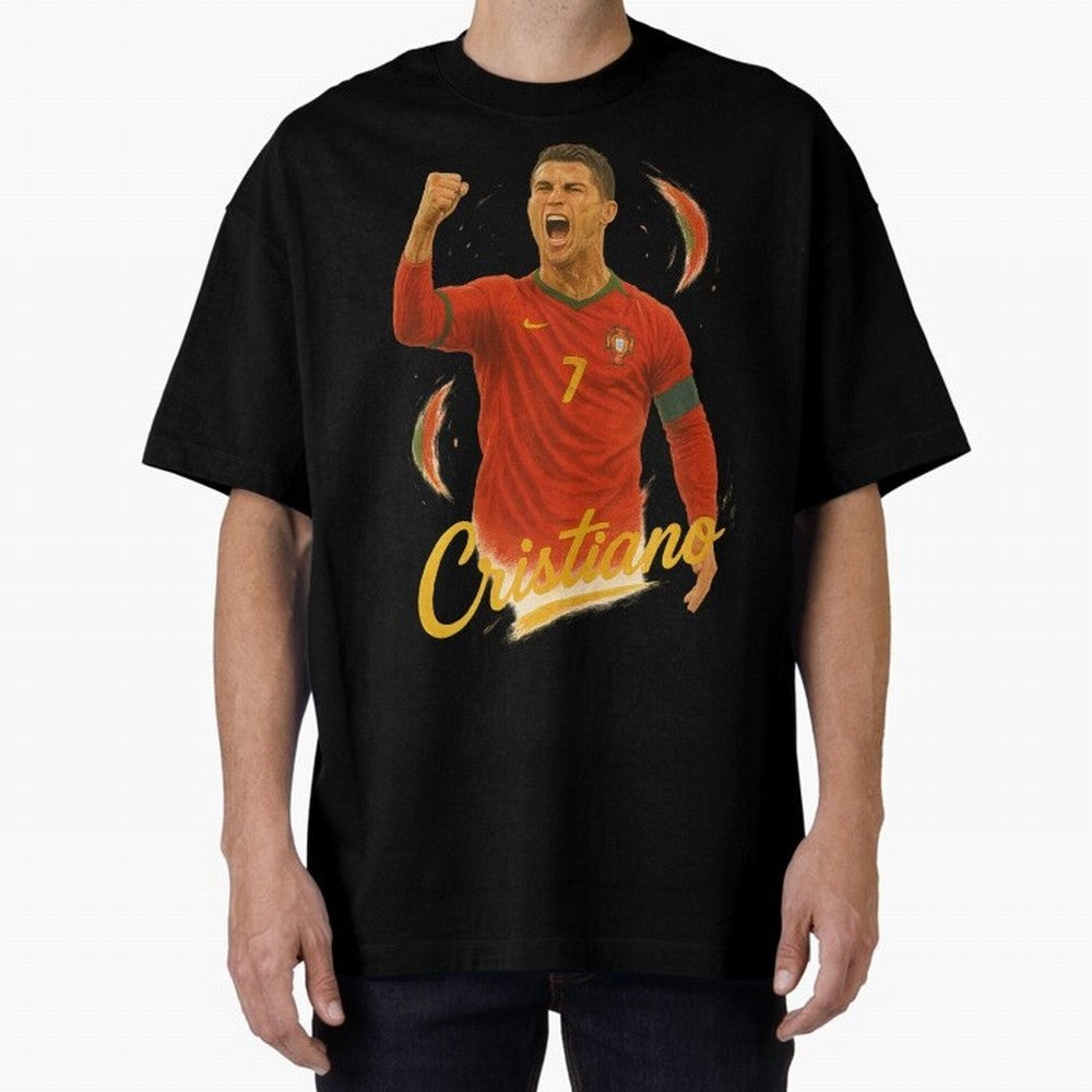 Cristiano Ronaldo Portugal Art ¨C Captain¡¯s Glory Football Tribute	 Oversized T-Shirt Treasure FIFA World Cup 2026 USA Canada Mexico Driven by Mbappe, France Energy, Champion Mindset, Group Stage Buzz, Knockout Tension and Passionate Fan Culture;