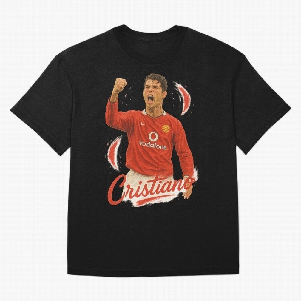 Young Cristiano Ronaldo Man United Art ¨C Rising Soccer Legend Tribute	 Oversized T-Shirt Support Your Favorite Stars during FIFA World Cup 2026 Group Stage for Fans of CR7 and Portugal, Spain and Germany, Bringing Supporter Pride, Iconic