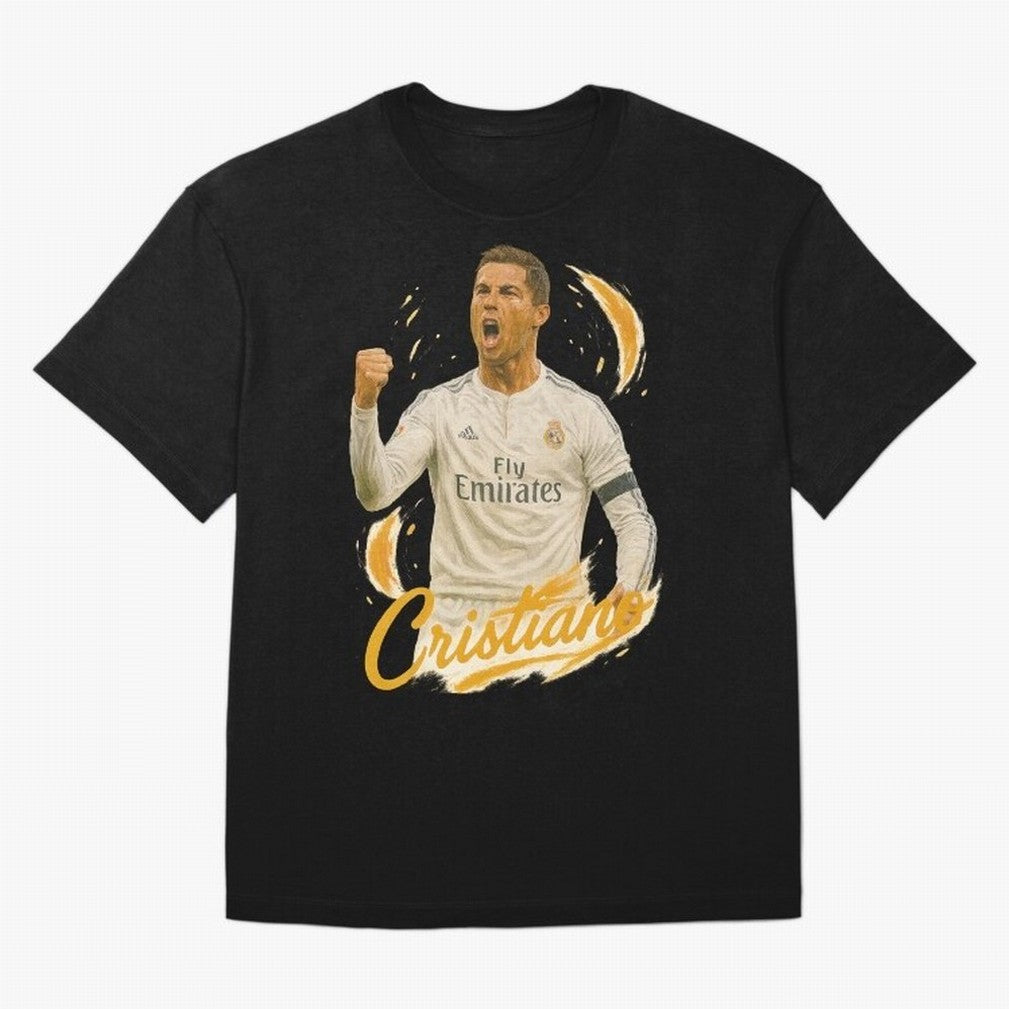 Cristiano Ronaldo Madrid Art - Iconic Soccer Legend Tribute Oversized T-Shirt Bring International Match Energy to FIFA World Cup 2026 for Fans of CR7 and Argentina, Bringing Vintage Soccer Flavor, Modern Football Stars, National Flags and Final