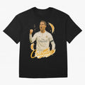 Cristiano Ronaldo Madrid Art - Iconic Soccer Legend Tribute Oversized T-Shirt Bring International Match Energy to FIFA World Cup 2026 for Fans of CR7 and Argentina, Bringing Vintage Soccer Flavor, Modern Football Stars, National Flags and Final