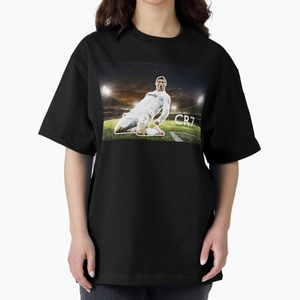 Cristiano Ronaldo Celebration Scene Oversized T-Shirt Celebrate the Magic of FIFA World Cup 2026 USA Canada Mexico Centered on Messi, France Energy, Match Day Excitement, Supporter Culture, Golden Goals and Global Football Passion; Perfect for
