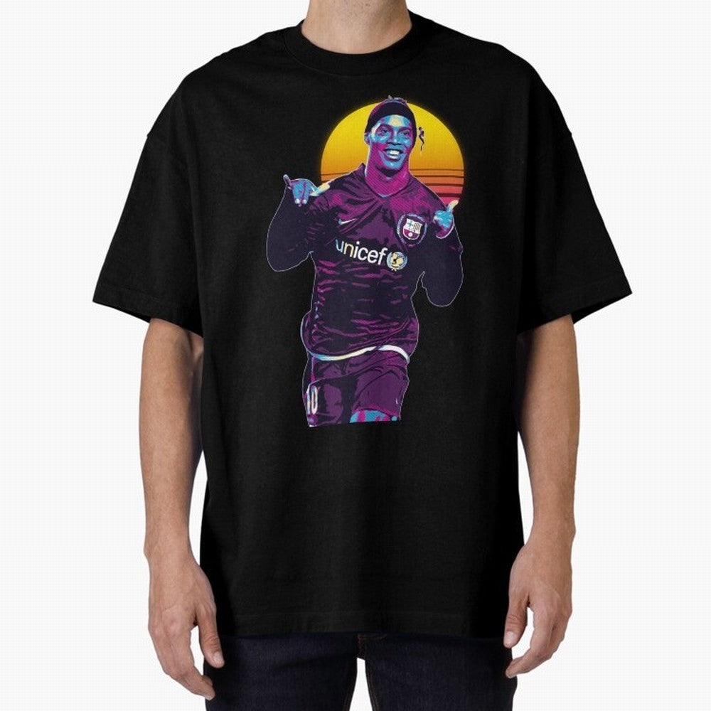 ronaldinho retro Oversized T-Shirt Celebrate National Team Dreams in FIFA World Cup 2026 for Fans of Cristiano Ronaldo, Haaland and CR7 and France, Bringing Football History, Final Match Energy, Crowd Noise and Once in a Lifetime Moments; Ideal for